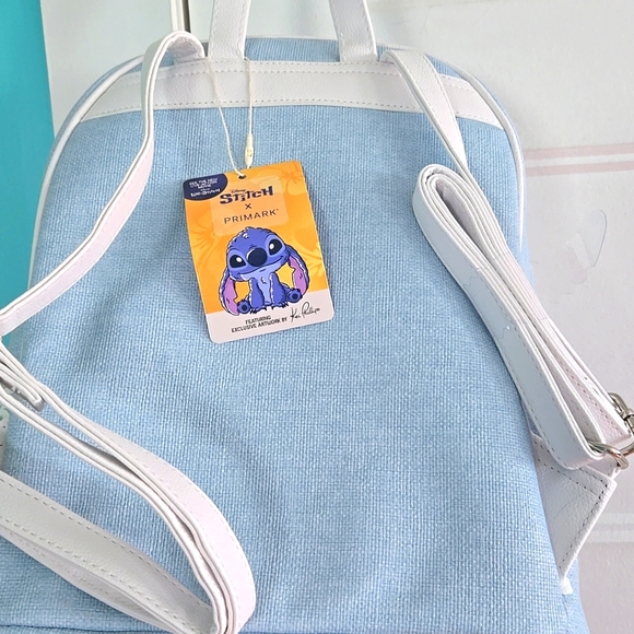 Disney Primark Stitch Backpack NWT New W Tags Blue White Zipper Pockets Palm Tre main image 7